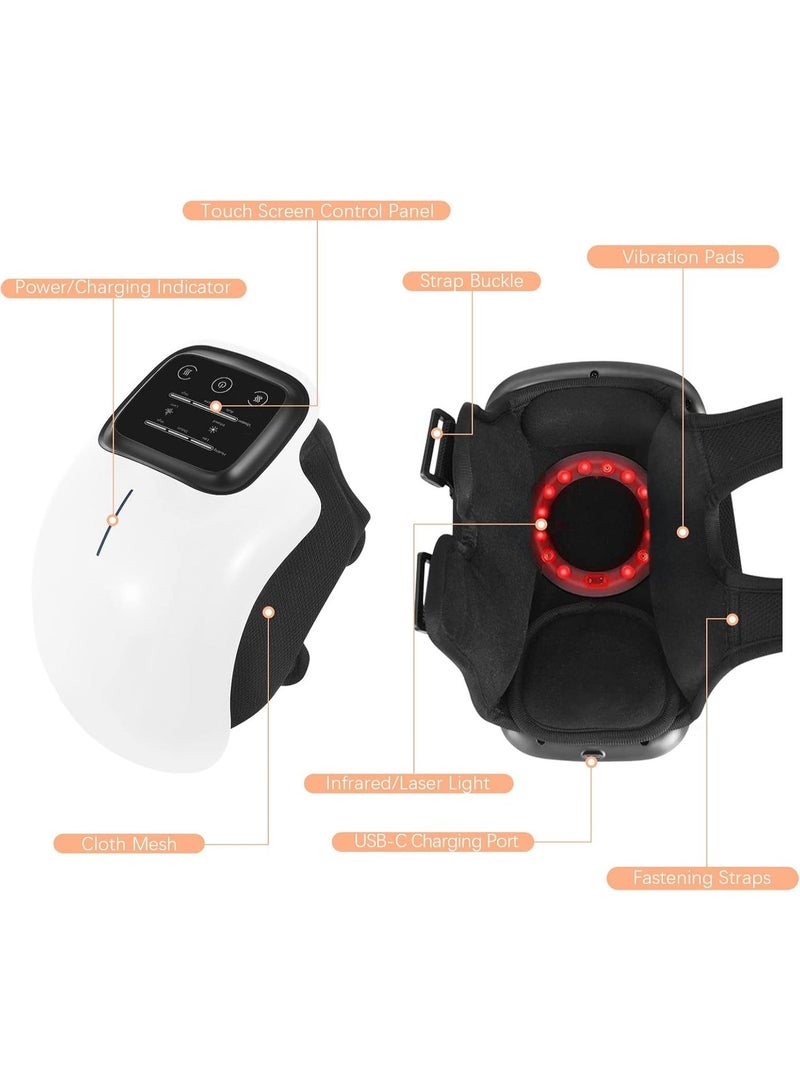 جهاز تدليك ذكي للركبة بثلاثة اوضاع تسخين شاشة LED تعمل باللمس وشحن واجهة من النوع C، ضغط حراري بالاشعة تحت الحمراء والالياف الكربونية لتخفيف إجهاد الركبة والالم - Image 2